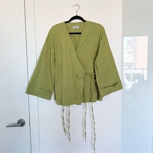 Green cotton kimono top